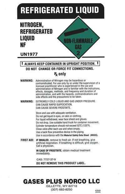 Image Of Nitrogen Label (Liquid Nitrogen Nf)